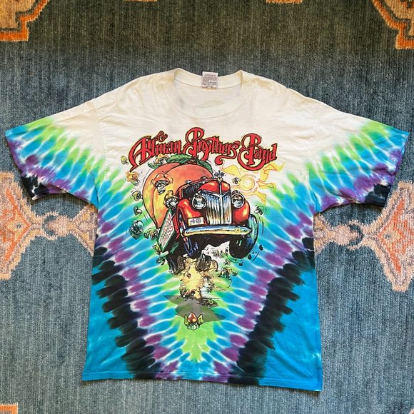 Vintage Allman Brothers Band 90s Liquid Blue Single Stitch Tie Dye Shirt XL - Picture 4 of 13